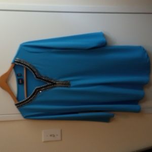 Rafaello Blue Beaded Size Large Blouse